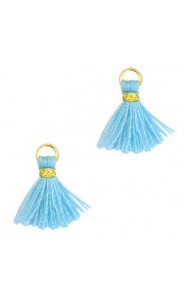 Mini Tassel 1.2cm - Gold-cornflower blue